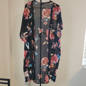 Floral Black Kimono Wrap